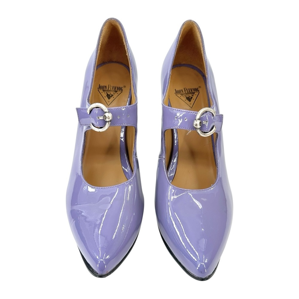 John Fluevog Fast Cars Mille Miglia Lavender Purple Platform Mary Janes sz 8 - Picture 3 of 11
